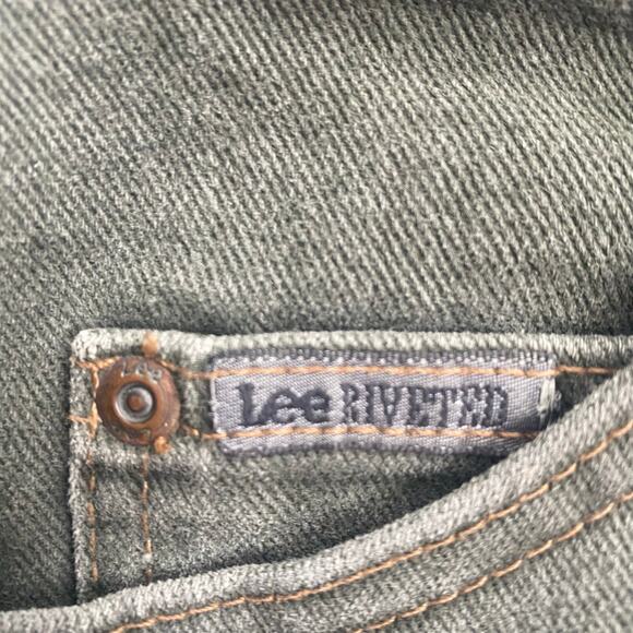 Lee Riveted Denim Women's Vintage Olive Green Cotton Mom Jeans Size 12 Short - Picture 9 of 12